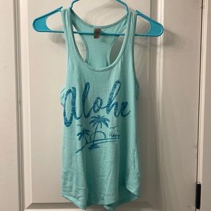 Light blue aloha race back tank top